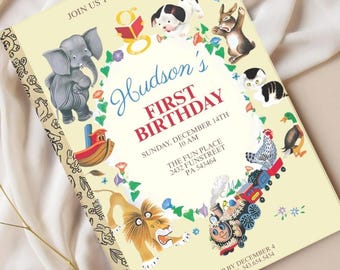 Editable Little Golden Book Invitation | Storybook Birthday | Canva Template | Instant Download | Printable Invite