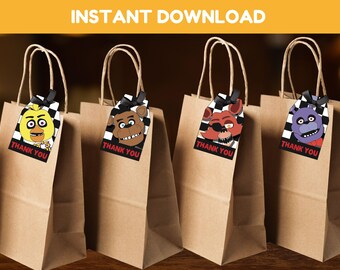 FNAF-Partyanhänger – Five Nights at Freddy's Dankeschön, zum Ausdrucken (Digitaler Download)