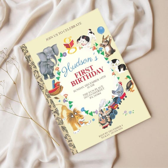 Editable Little Golden Book Invitation | Storybook Birthday | Canva Template | Instant Download | Printable Invite