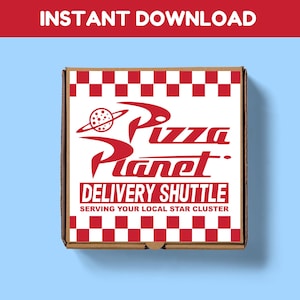 Pizza Planet Pizza Box Etiketter - Toy Story Festdekor (Digital Fil) PNG Transparent