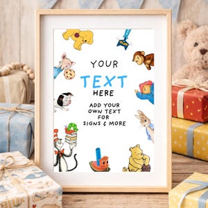 Editable Storybook Birthday Sign Template, One for the Books Party Sign, First Chapter Birthday Decor, Printable Gift Table Sign, Canva
