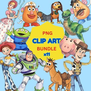 Toy Story Watercolour Clipart Bundle | 11 PNG Images | Pixar Inspired Digital Download
