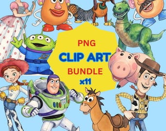Toy Story Watercolour Clipart Bundle | 11 PNG Images | Pixar Inspired Digital Download