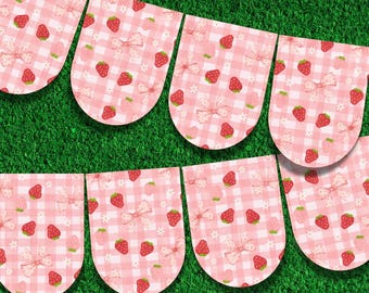 Beere ersten Geburtstag Erdbeergirlande, Erdbeer-Geburtstagsbanner, Erdbeer-Partydekoration, Beere ersten Geburtstag Dekor, printable