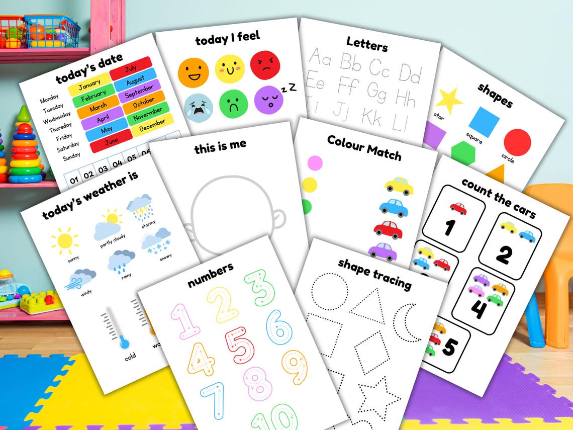 Toddler Basic Learning Sheets.pdf Toddler Activity Sheets: Early Learning Printable Bundle (PDF) - Etsy