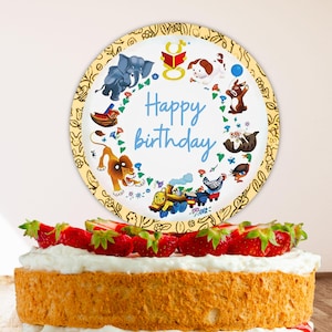 Little Golden Books Happy Birthday Circle | Vintage Storybook Cake Topper, Banner, Decoration | Printable Digital Download PNG PDF