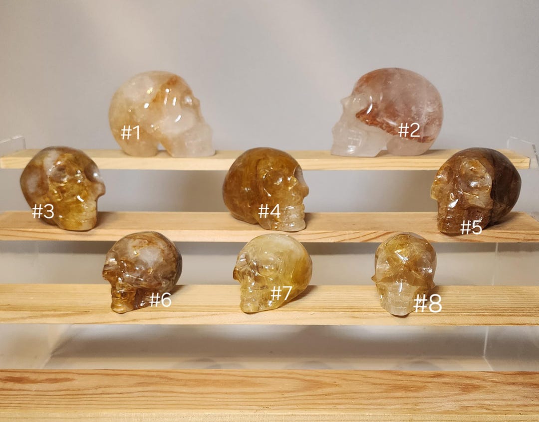 702G Quartz Crystal Skull with Golden Healer Inclusions