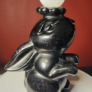 Black Obsidian Rabbit 1090G, Crystal Sphere Stand, Sphere Stand