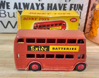 Dinky Toys N°291 - Bus à Impériale EXIDE Batteries - Métal Rouge - VNMINT
