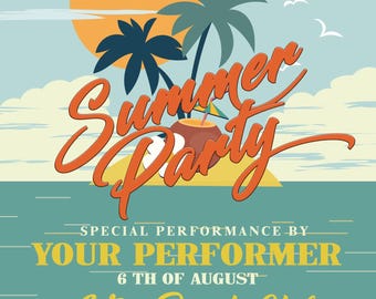Summer Flyer | Flyer Template | Club Flyer | Beach Party | Party | Photoshop Editable File