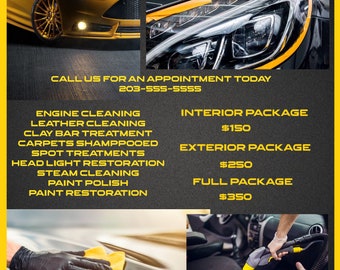Car Detailing Flyer Template | Car Wash Business (Photoshop, 5x7) (Digital File)