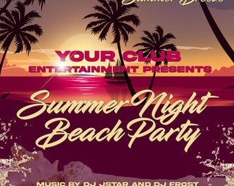 Summer Beach Party Flyer Template | 5x7, Photoshop (Editable File)