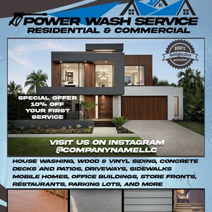 Power Wash | Pressure Wash | Photoshop Template | Business Flyer | Editable Photoshop Template | Digital File | Printable | Cleaning Service