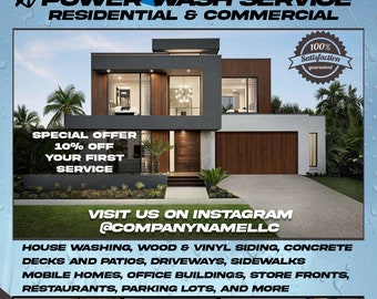 Power Wash | Pressure Wash | Photoshop Template | Business Flyer | Editable Photoshop Template | Digital File | Printable | Cleaning Service