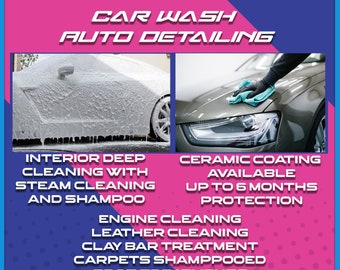 Editable Photoshop Template | Detailing Flyer | Car Wash Template | Business Flyer | Digital File | Printable|