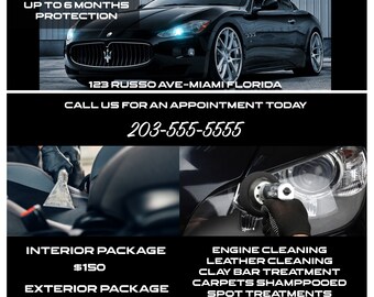 Car Detailing Flyer | Car Wash Template | Business Flyer | Editable Photoshop Template | Digital File | Printable|