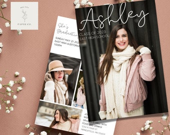 Graduation Announcement Editable Invitation Class of 2023 5x7" Graduation Template - ANNA