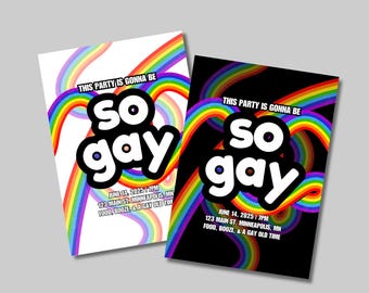 So Gay Pride Party Invitation Canva Template Customizable Pride Evite