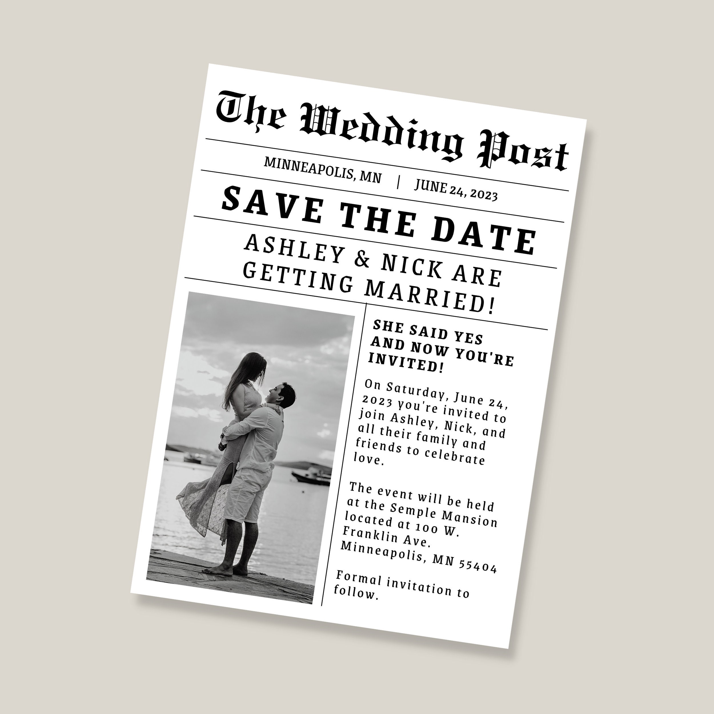 CLAIRE Newspaper Savethedate Newspaper Template Save the Date CLAIRE Newspaper Savethedate Newspaper Template Save the Date