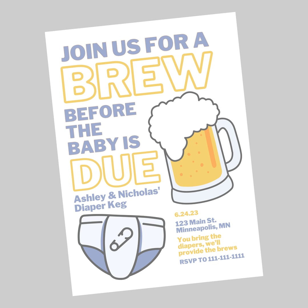 Diaper Keg Invitation Editable Baby Shower Invitation Template Canva