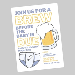 Diaper Keg Invitation Editable Baby Shower Invitation Template Canva Diaper Keg Invite Template Digital Invitation Printable - DK0002