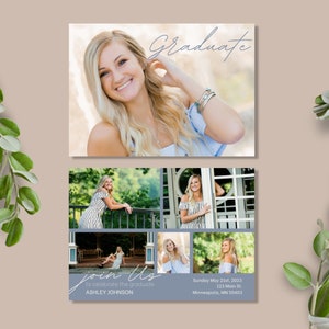 Graduation announcement invitation grad party photo invite 5x7" printable or digital evite canva editable invitation template