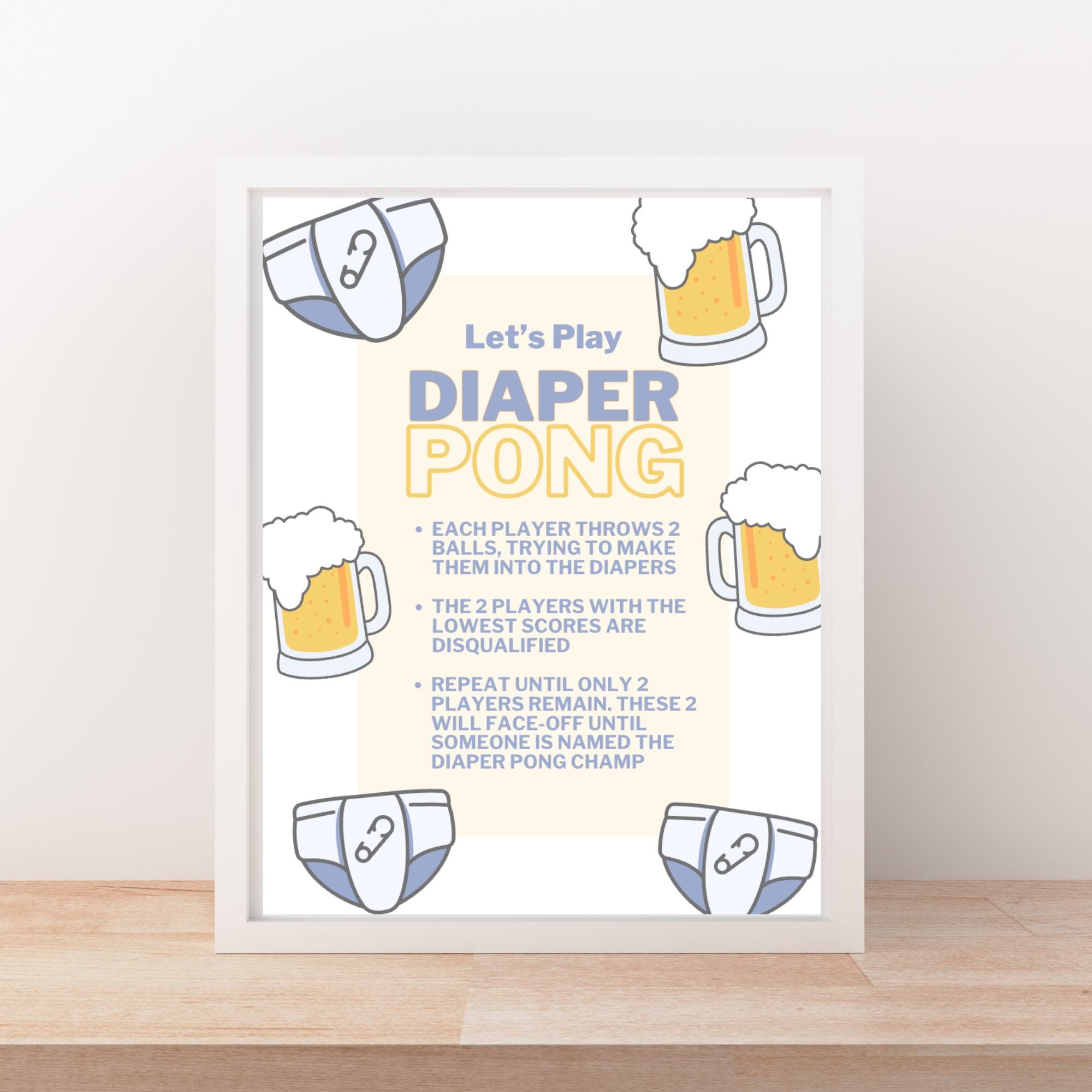 Diaper Pong Rules Editable Baby Shower Diaper Pong Template Canva ...