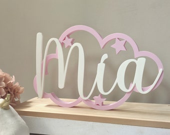 Nube Decorativa con Nombre Personalizada. Más de 15 colores a elegir. Apoyar o Colgar. Regalo Original Decoración Infanti