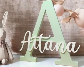 Lettera decorativa Iniziale con Nome, personalizzata per appoggiare o appendere. Misure e colori a scelta. Stanza dei bambini, Candy Bar