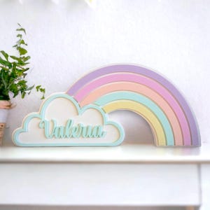 Arco Iris Nube Nombre Personalizado. Varios Modelos y Colores a elegir. Ideal para regalo original, decorar habitación de los mas peques.