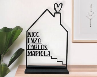 Decorazione domestica personalizzata originale. Casetta decorativa con nomi ideale come regalo di San Valentino o Anniversario. Colore e Modello da scegliere