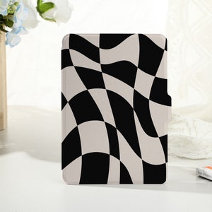 Black Checkerboard Personalized kindle case, Personalised Case Cover for Kindle Paperwhite1/2/3/4, Kindle 2019/2022, Kindle Paperwhite Cover