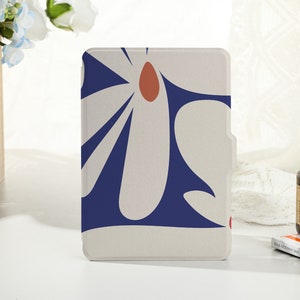 Navy Deformed Daisy Personalized kindle case, Personalised Case Cover for Kindle Paperwhite1/2/3/4, Kindle 2019/2022,Kindle Paperwhite Cover