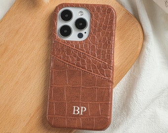 Monogram Engraved Leather Phone Case, Personalized Leather Phone Case,  iPhone 15 Pro Max, 14 Plus, 13 12pro, Custom Initials Phone Case - Etsy