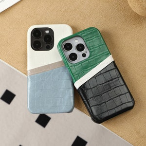 Monogram Engraved Leather Phone Case, Personalized Leather Phone Case, iPhone 15 Pro Max, 14 Plus, 13 12pro, Custom Initials Phone Case