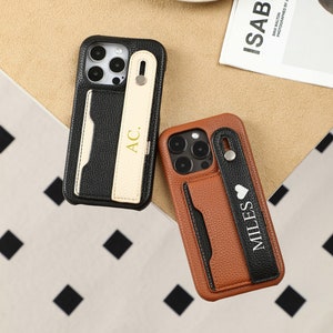 Benutzerdefinierte Name Telefon Hülle, personalisierte Leder Brieftasche Handyhülle mit Kartenhalter, Leder Handyhülle für iPhone 15Pro, iPhone 14 13 12 11