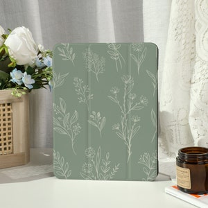 Mysterious Plant of Green iPad Case with Apple Pencil Holder, For iPad 9/8, iPad Mini 5/6, iPad Pro 12.9inch, iPad Air 4/5th, iPad 2019-2022