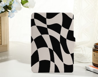 Black Checkerboard Personalized kindle case, Personalised Case Cover for Kindle Paperwhite1/2/3/4, Kindle 2019/2022, Kindle Paperwhite Cover