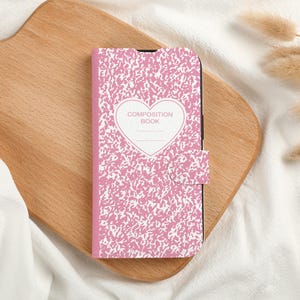 Roze hart gepersonaliseerd portemonnee telefoonhoesje met kaartsleuf, gepersonaliseerd portemonnee flip telefoonhoesje voor iPhone 15 14 13 Pro Max X XS