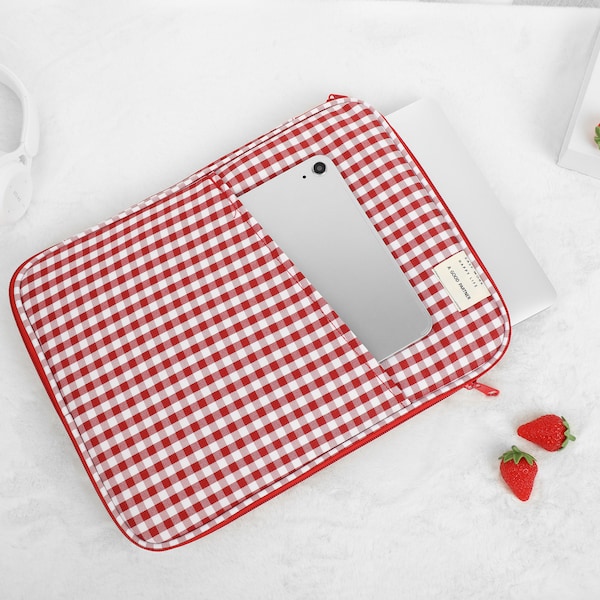 Red White Chessboard Laptop Sleeve Liner Bag 11 13 inch Case for Macbook pro Case High Quality Laptop Case Bag Macbook Case, New Job Gift