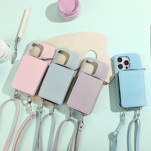 Funda de teléfono personalizada con bandolera, billetera de cuero personalizada con correa larga, funda tipo billetera para iPhone 15Pro, iPhone 14 13 11 12, iPhone XS
