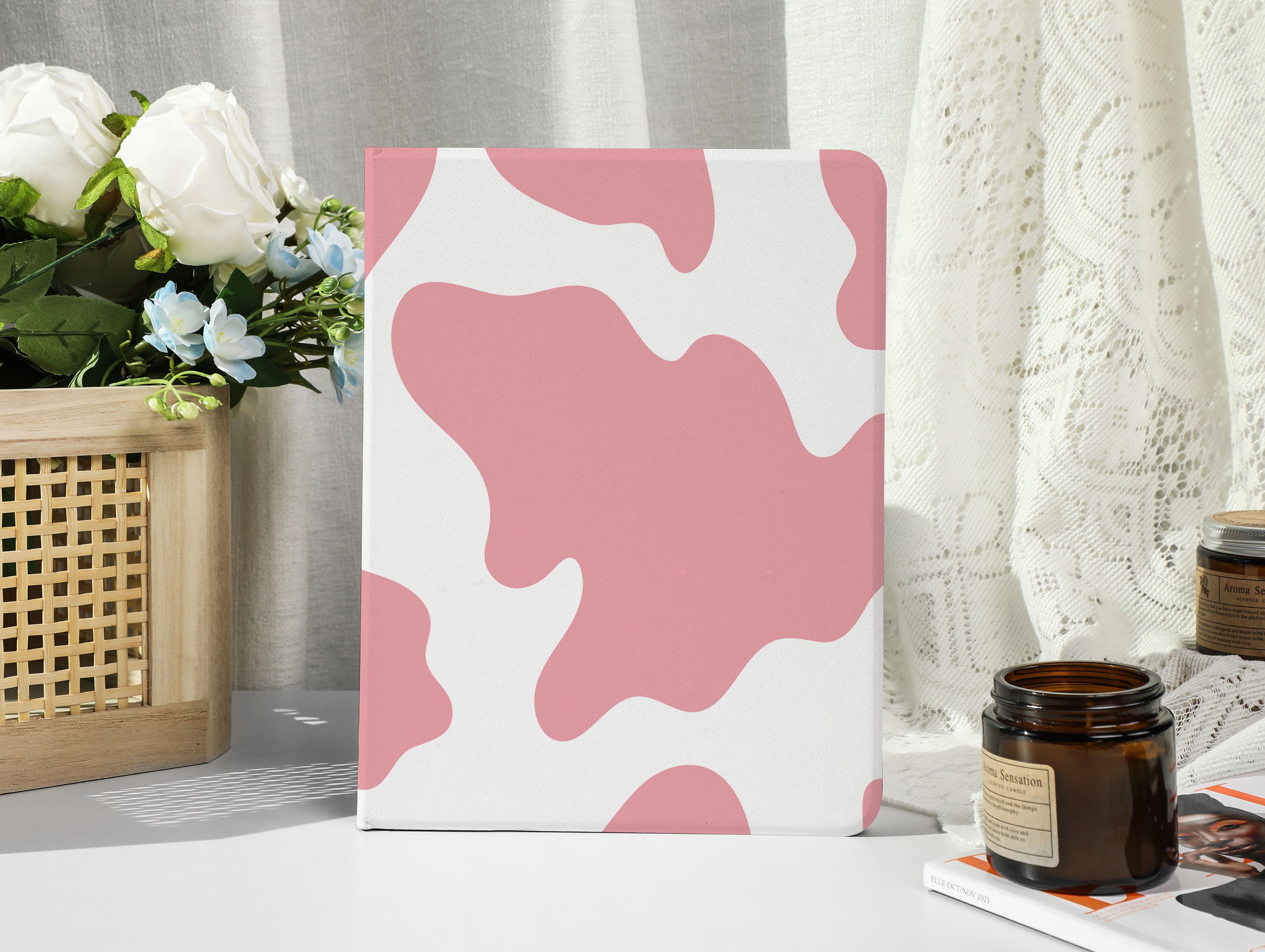 Pink Cow iPad Case With Apple Pencil Holder, for iPad 9/8, iPad