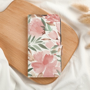 Pretty Peachy Personalised Wallet Phone Case with Card Slot, Personalized Wallet Flip Phone Case for iPhone 15 14 13 Pro Max X XS