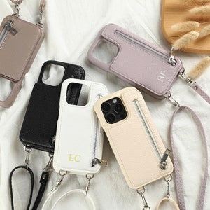 Customized Leather Wallet Phone Case with Mirror, Personalized Crossbody Phone Case, Leather Phone Case for iPhone 16Pro, iPhone16 15 14 13