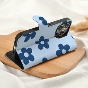 Funda de teléfono con billetera personalizada con flores lindas y ranura para tarjetas, funda de teléfono con tapa de billetera personalizada para iPhone 15 14 13 Pro Max X XS