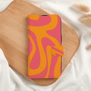 Custodia per telefono personalizzata con portafoglio e slot per carte, con linee astratte, custodia per telefono personalizzata con portafoglio e flip per iPhone 15 14 13 Pro Max X XS