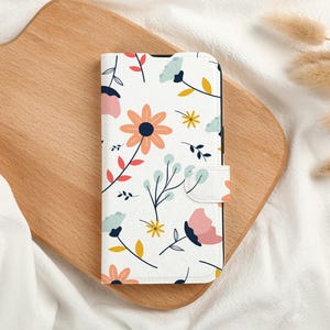 Floral Design Personalised Wallet Phone Case with Card Slot, Personalized Wallet Flip Phone Case for iPhone 15 14 13 Pro Max X XS