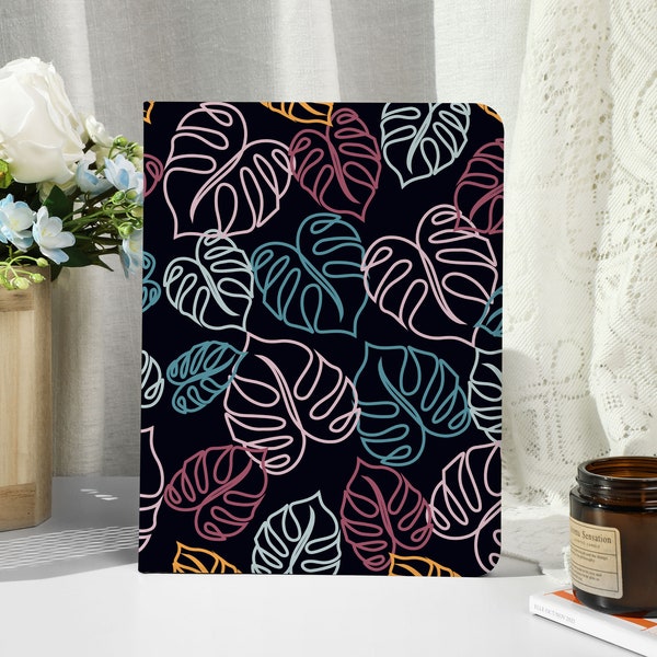 Neon Colorful Leaves iPad Case with Apple Pencil Holder, For iPad 9/8, iPad Mini 5/6, iPad Pro 12.9inch, iPad Air 4/5th, iPad 2019-2022