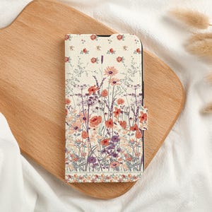 Beautiful Flower Personalised Wallet Phone Case with Card Slot, Personalized Wallet Flip Phone Case for iPhone16 15 14 13 Pro Max X XS
