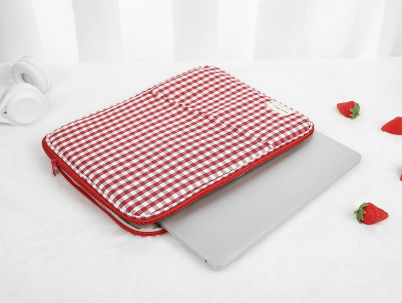 Housse de protection pour ordinateur portable rouge blanc échiquier 11 13 pouces étui pour MacBook pro étui pour ordinateur portable de haute qualité sacoche Macbook, cadeau nouvel emploi image 2